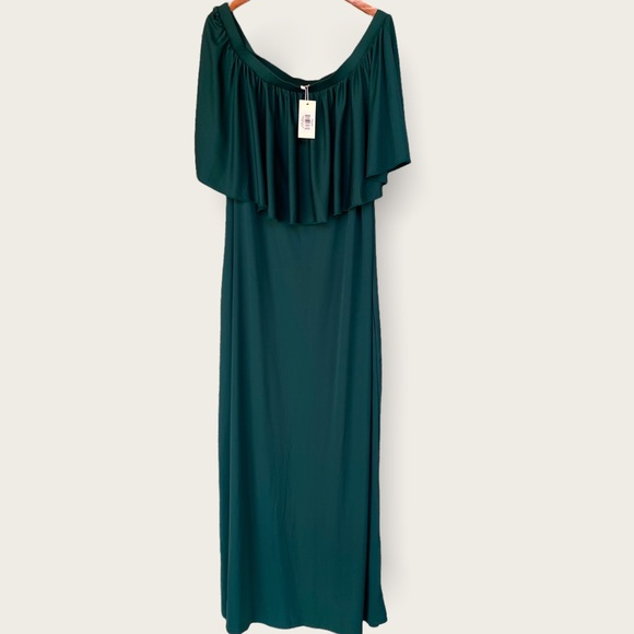 KOH KOH Women's Short Sleeve Off The Shoulder Ruffle tube Maxi Dress - Picture 3 of 12